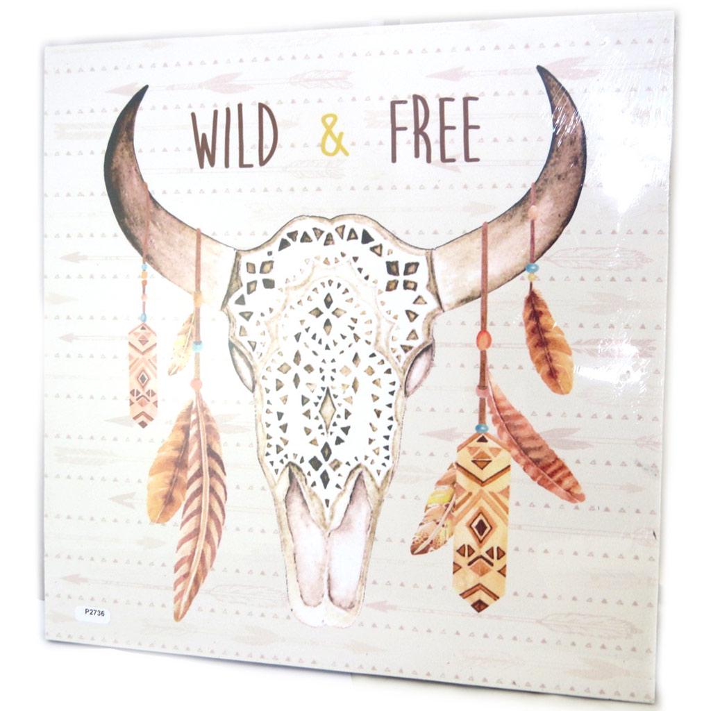 Les Trésors De Lily [P2736] - Toile 'Boho' beige (Wild & Free) - 30x30 cm