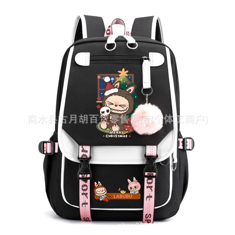 School Bag Printed Backpack USB Port Anime Cartoon Student Large Capacity Canvas Bag