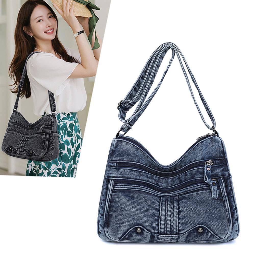 Fashionable Denim Women's Bag, Large-capacity Hand-held Shoulder Crossbody Bag Casually
