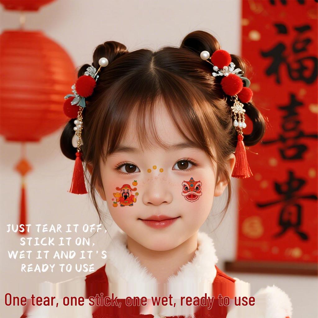 New Year Cute Children's Face Tattoo Stickers - Waterproof & Long-lasting