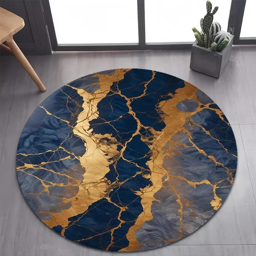 Luxurious Marble Colour White Gold Round Carpet Rug for Bedroom Living Room Decoration,pet Decor Floor Mat