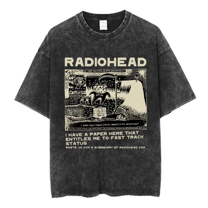 

Rock Band Radiohead The Bends Vintage Washed Tshirt Unisex Women Fashion Hip Hop T Shirts Casual Tshirts Streetwear M