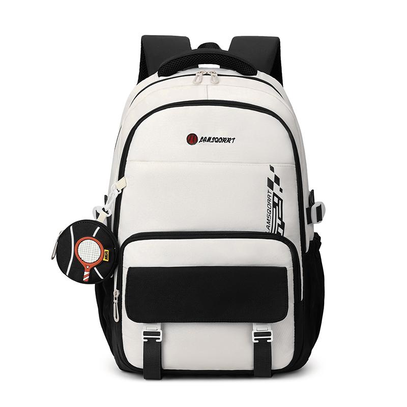 Junior High School Student Schoolbag Men's Large Capacity Backpack Color Block Backpack with Coin Purse