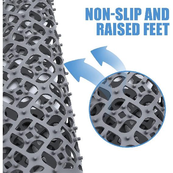 JUSTOGO Silicone Sink Mat, Left & Right Drain Sink Protectors for Kitchen, Non-slip Heat Resistant Grid Kitchen Accessory (28.2''x 14.2'')