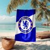 proof beach towel with Chelsea FC logo pattern - soft,absorbent,quick-drying,machine washable - perfect for swimming,camping,bathing