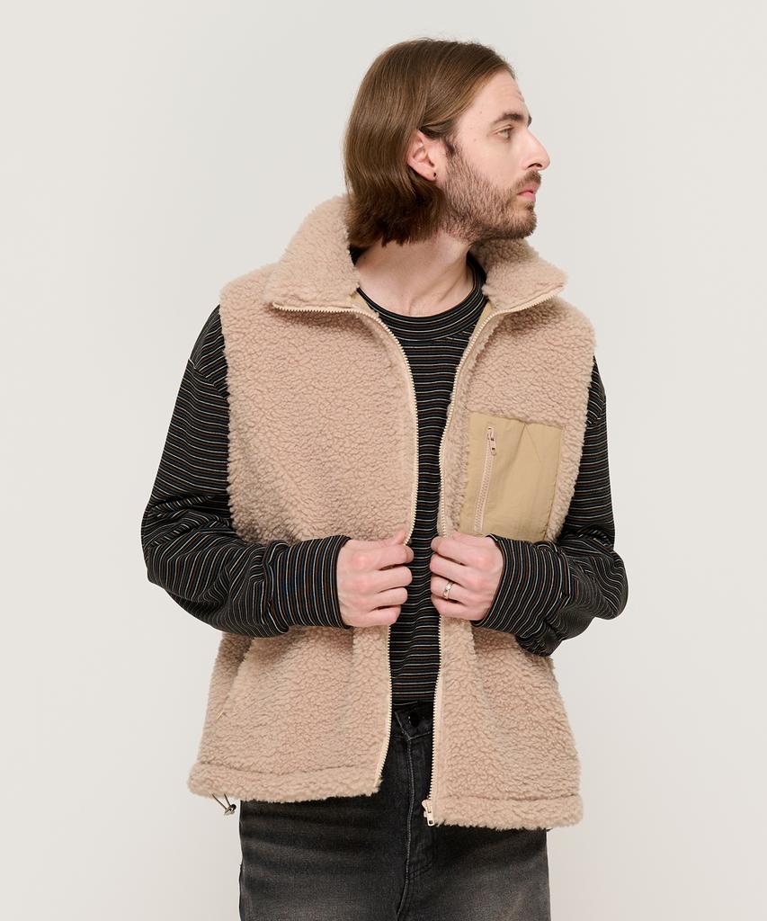 Cargobros Fleece Pocket Vest (Beige)