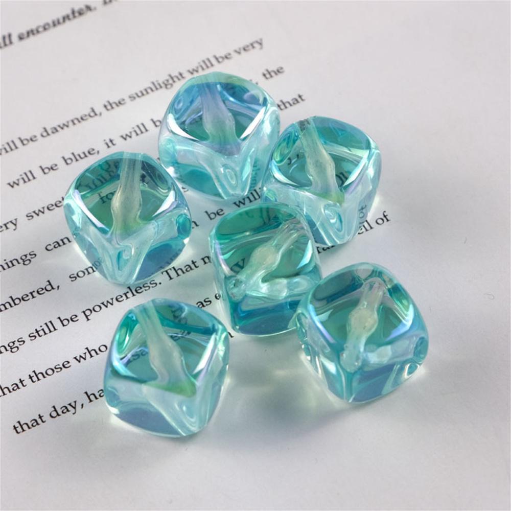 CH39 New Ice Cube Translucent Square Bead Diagonal Hole Candy-colored Exquisite Beaded Acrylic Jewelry Material Accessories