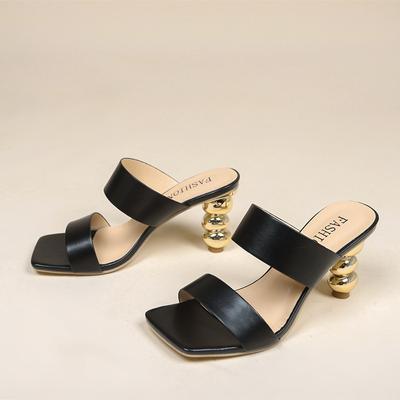 Summer Heels  New Electroplating Sandals and Slippers Latest  Heels Mid Women's Pumps Designer Female  High Heels