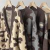 Autumn and Winter Animal Print Knitted Cardigan Women's Soft Thickened Leopard Print Knit Sweater Top