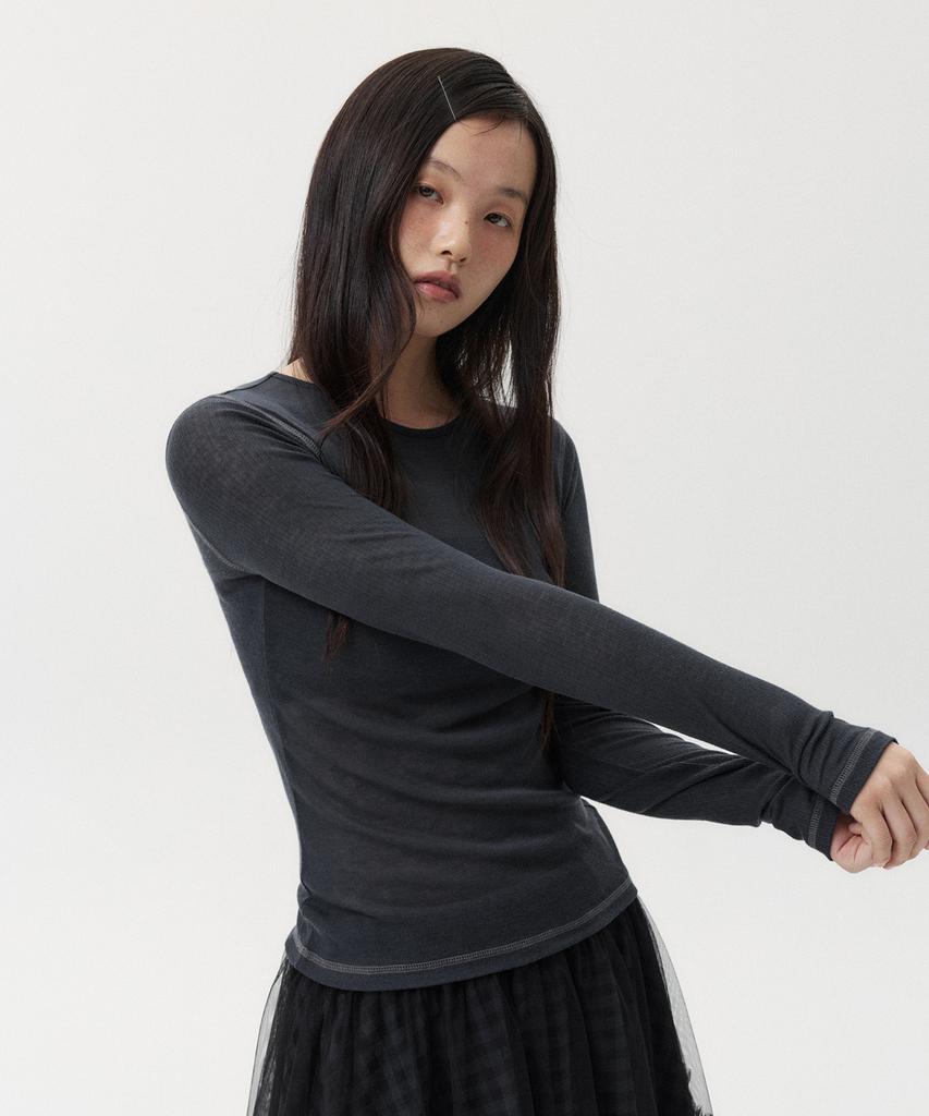 Ohesio Line Trace Long T-Shirt, Charcoal
