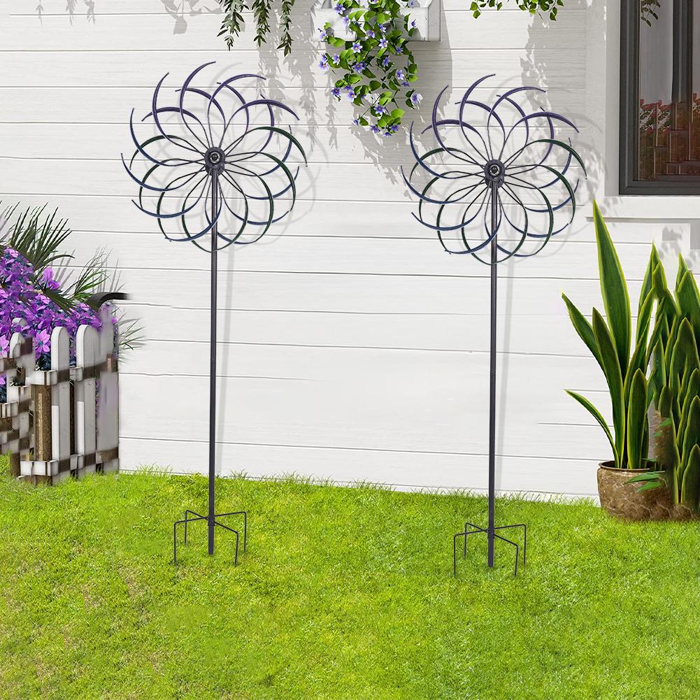Rainbow Color Windmill Double-Layer Iron Windmill Wear Resist Public Craft Windmill for Yard Decoration Accessories Tool