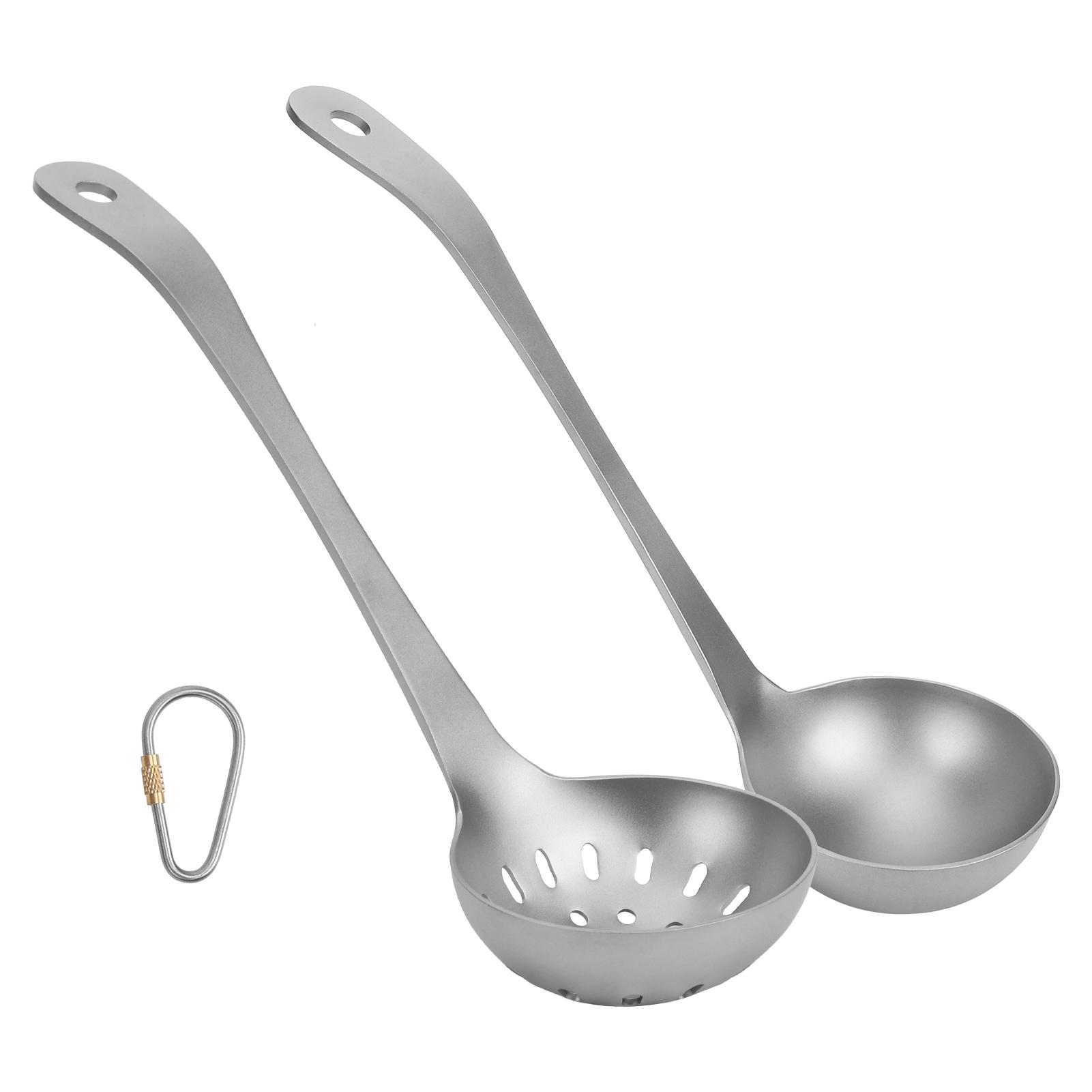 

Ti Camping Spoon Deepened Scoop Head Ergonomic Handle with Hanging Hole for Outdoor Picnic Cooking Kitchen Soup Ladle