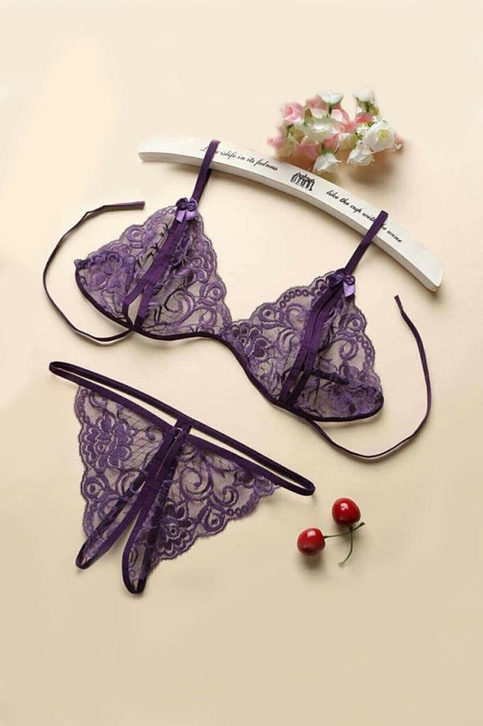 Damenmode Neue Unterwäsche-Sets Damen-Set aus rotem Spitzen-BH und Höschen