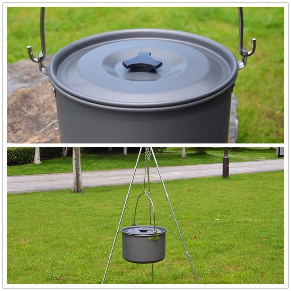 Outdoor Camping Picnic Cooking Pot Aluminium Alloy Hanging Pot for 5-8 People Camping Cooker