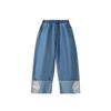 Classic Teddy Girls' New Chinese Style Wide-Leg Denim Pants