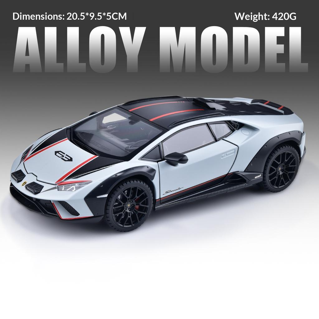 Alloy 1/24 Lamborghini Huracán Model Car Ornament Steering Shock Absorption Sports Car Model Pull Back Toy Car