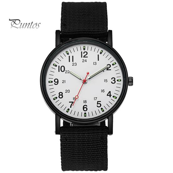 Men Watch Quartz Accurate Soft Wristband Nylon Braided Luminous Sports Wrist for Daily Wear