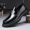 Men's Extra Large Leather Slip-On Business Casual Shoes with Thick Sole and Fashion Buckle
