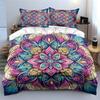 Mandala Art Three-Piece Decor Set Soft Skin-Friendly Bedding Set Includes 1 Duvet Cover And 2 Pillowcase Gift