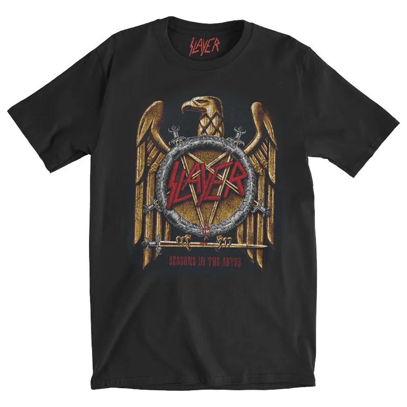 2024 Summer Fashion Men Print Slayer T Shirt O Neck Short Sleeve Band Casual T-shirt Oversize Loose American Street T-Shirt