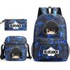 3 Piece School Backpack Set for Students Large Capacity Oxford Cloth Schoolbag with Shoulder Strap and Pencil Case