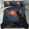 Midnight Lone Wolf Bedding Set Collection, Ultra-Soft Breathable Printed Duvet Cover Set With Pillowcases For Bedroom