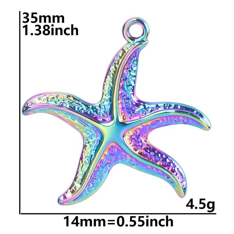 5 Stück/Los Regenbogen Seestern Fisch Muschel Großhandel Anhänger Für Schmuckherstellung Zubehör Meeresorganismus Edelstahl Anhänger DIY Zubehör