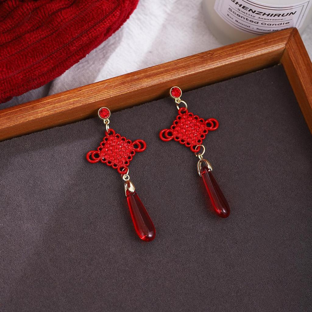 Ankerla Red Bow Heart Earrings: Enhance Skin, Slim Face, Exude Luxury - Perfect for New Year Elegance