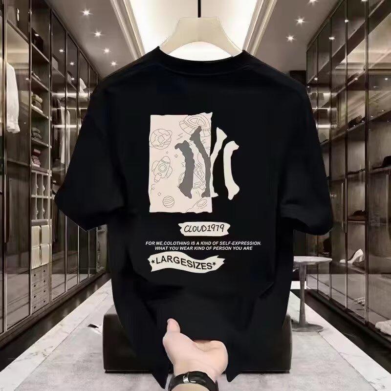 Summer heavyweight short sleeved Tshirt for men and women 2025 new trend creative pattern versatile top Tshirt