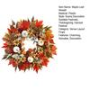 Artificial Fall Wreath for Front Door 18" Maple Leaf Autumn Wreath with Pumpkin Flower Berry for Harvest Thanksgiving Farmhouse Decor