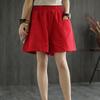 Summer Faux Cotton Linen Wide-Leg Cargo Shorts - Plus Size, Casual, Slimming, Versatile, Women's Straight-Leg Five-Point Pants