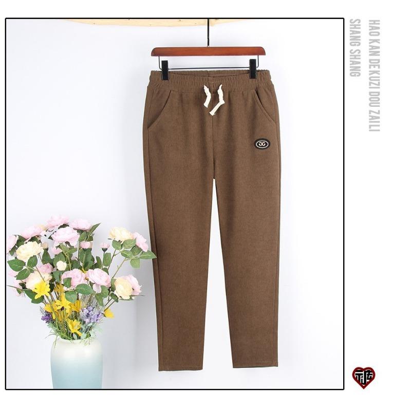 

Осенние брюки вельветовые брюки капок женские маленькие повседневные брюки модные спортивные штаны на кулиске черные прямые брюки 5XL (140-80kg)