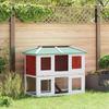 Vidaxl Rabbit Cage, 2 Levels, Red, Wooden