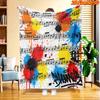 1pc 2D Flat Printing Spring & Summer New Arrival Colorful Musical Note Splatter Pattern Digital Print Blanket, All Seasons, Casual Throw, 100% Polyest