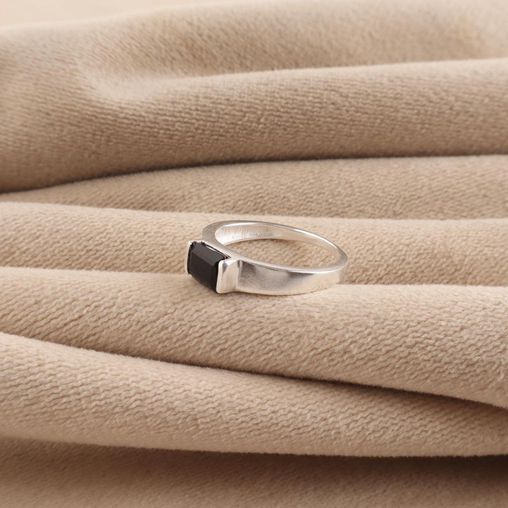 Anillo de Plata de Ley 925 con Piedra de Ónice Negro Joyería de Diseño Para Fiesta Regalo de Cumpleaños CZR-28-12