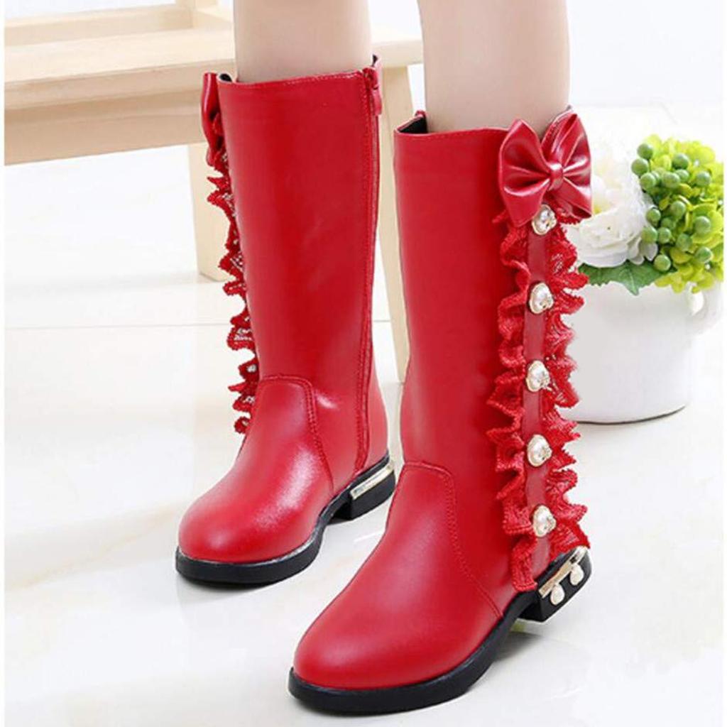 Children's Boots, Big Children's Snow Boots, Girls' Plush Thick Warm Side Zipper Long Tube Boots
