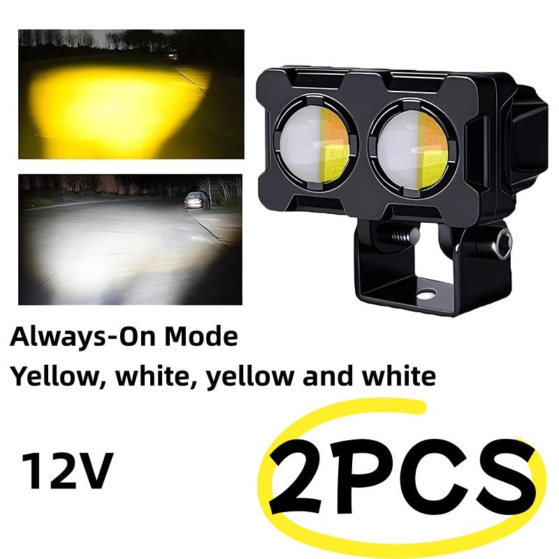 1/2Pcs Dual Color Motorcycle Headlight Fog Lamp Motorcycle Led Fog Lights Double Led Mini Driving Light