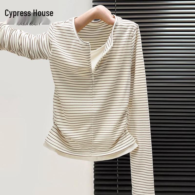 Women s Faux Two-Piece Striped Long-Sleeve T-Shirt M