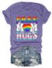 Summer New Shortsleeved Casual Tshirt Free Mom Hugs Print Loose Crew Neck Fashion Top Jumper