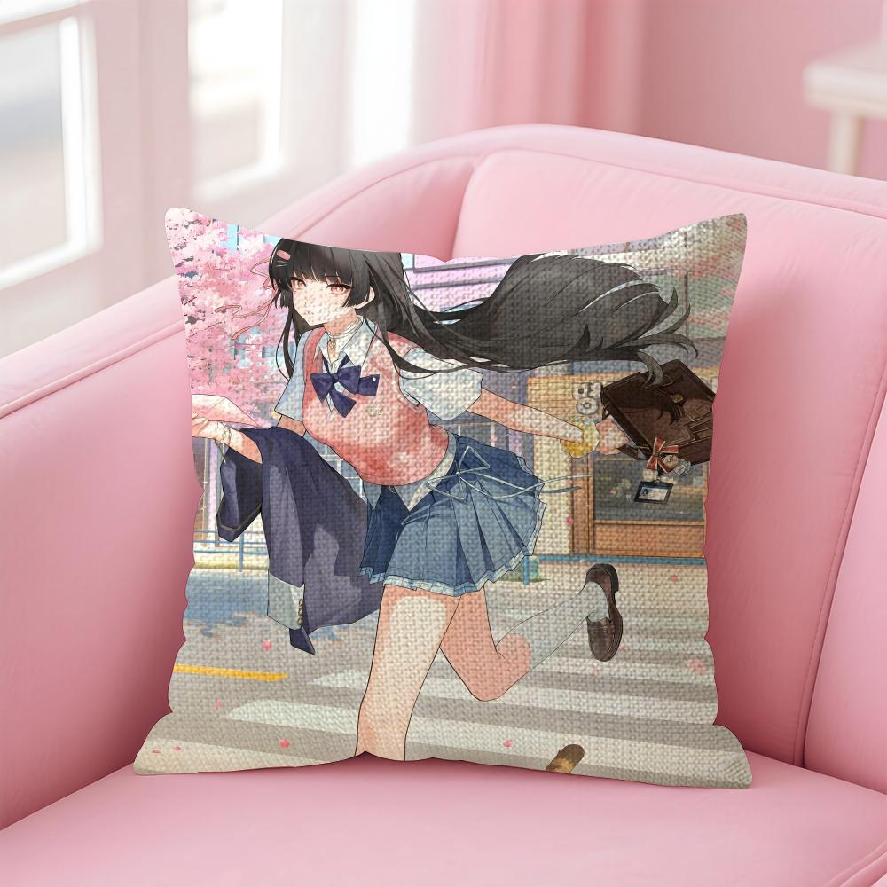 Game Wuthering Waves Chisa Cushion Cover Natural Linen Pillow Case Double-Sided Print Decorative Sofa Pillowcase Home Decor Gift