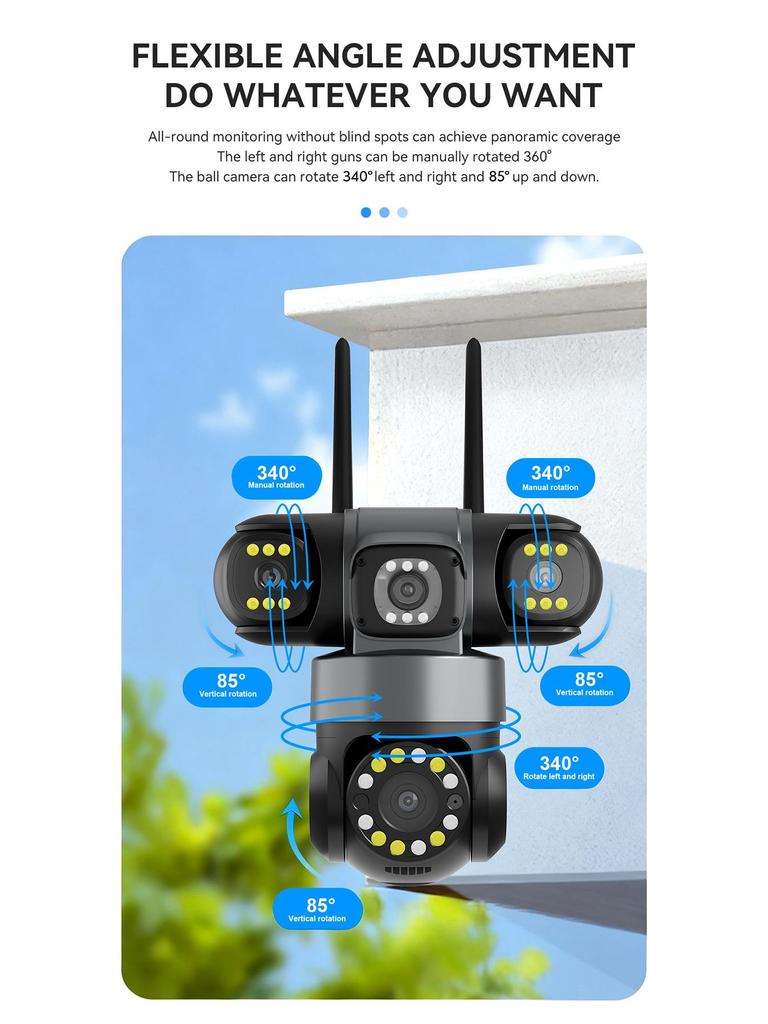 YOOSEE Wireless Triple-Lens HD Night Vision Surveillance Camera