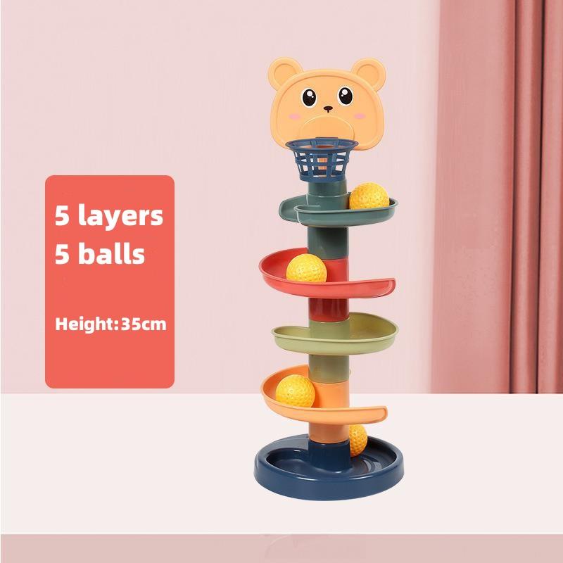Giocattoli Educativi Creativi per Bambini con Pista Rotante, Palla che Scorre, Torre Impilabile