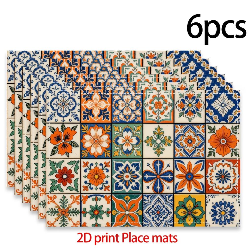 2/4/6 Pezzi Runner da Tavola Stile Boemo, Motivi Floreali Geometrici Multicolore, Adatti per Decorazione Tavola da Pranzo in Cucina, Decorazione Festa di Compleanno, Casa