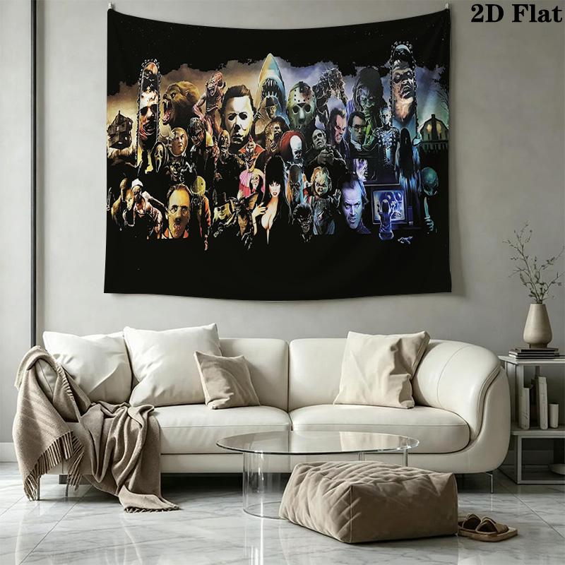 Horror Movies Wall Tapestry Aesthetic Wall Hanging Printed Fabric Blanket Decorative Tapestries for Bedroom Living Room Home Decor