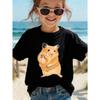 European Sizes Girl's Round Neck Short Sleeve T-Shirt with Cute Hamster Making a Heart Gesture Print, Fashionable Casual  Top