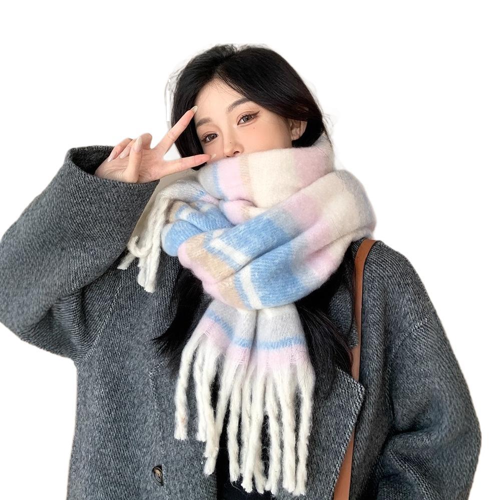 High-end atmosphere scarf women's winter new Korean version of Internet celebrities sweet and versatile thickened Mahai plush scarf