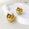 Savi Blogger Silver Brushed Metal Ball Earrings for Cold Wind Temperament
