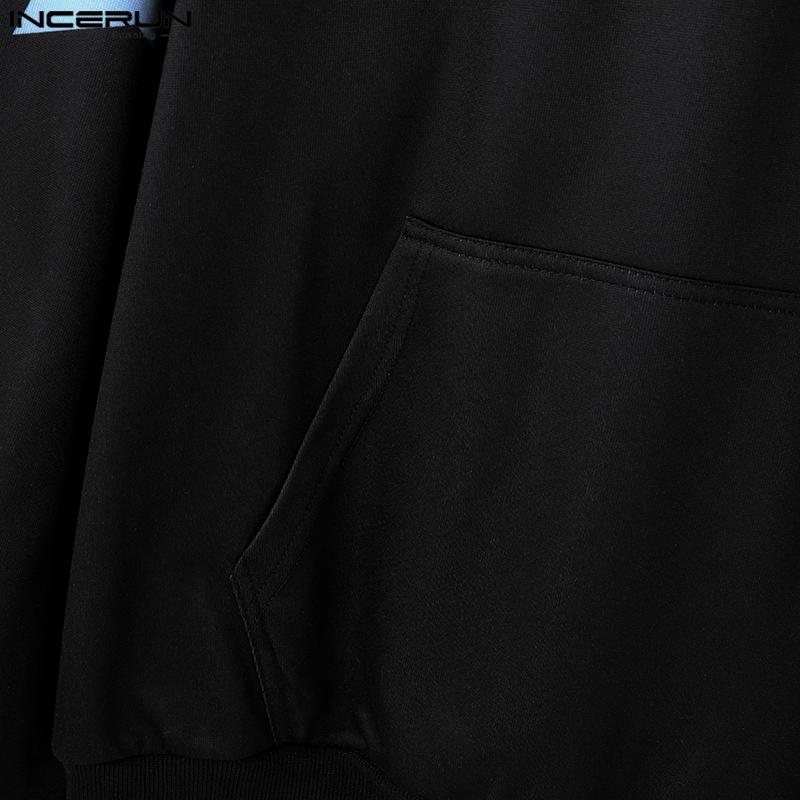 INCERUN Herren Frühling Übergroße Hoodies Langarm Stern Print Kapuzen Sweatshirts