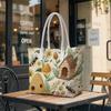 Bee Flower Pattern Tote Bag Casual Fashion Handbag for Daily Shopping Travel Use