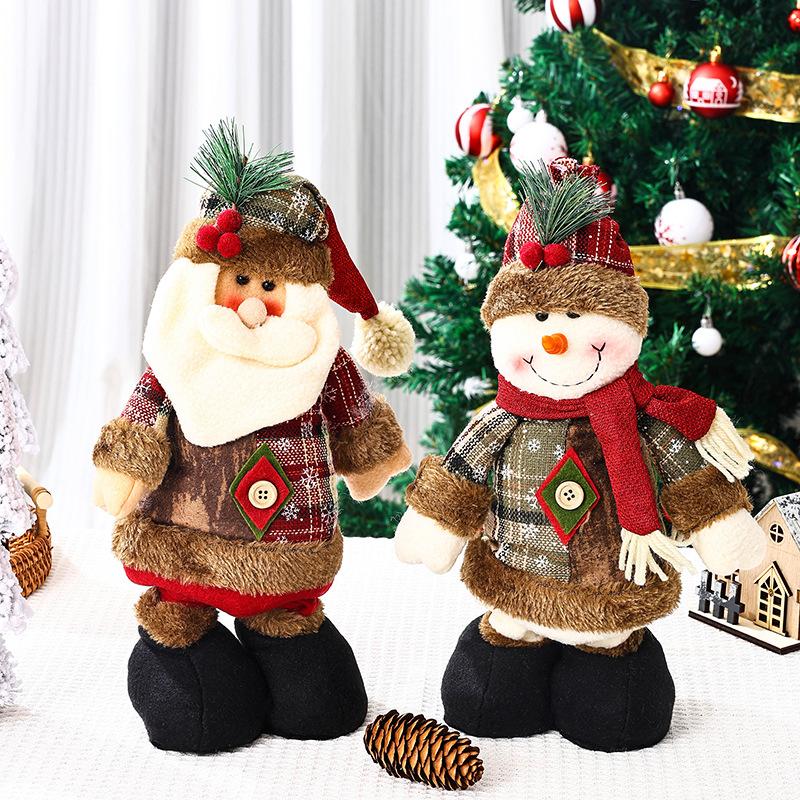 Christmas Retractable Doll Window Decoration Santa Claus Snowman Standing Doll Christmas Gift Decoration
